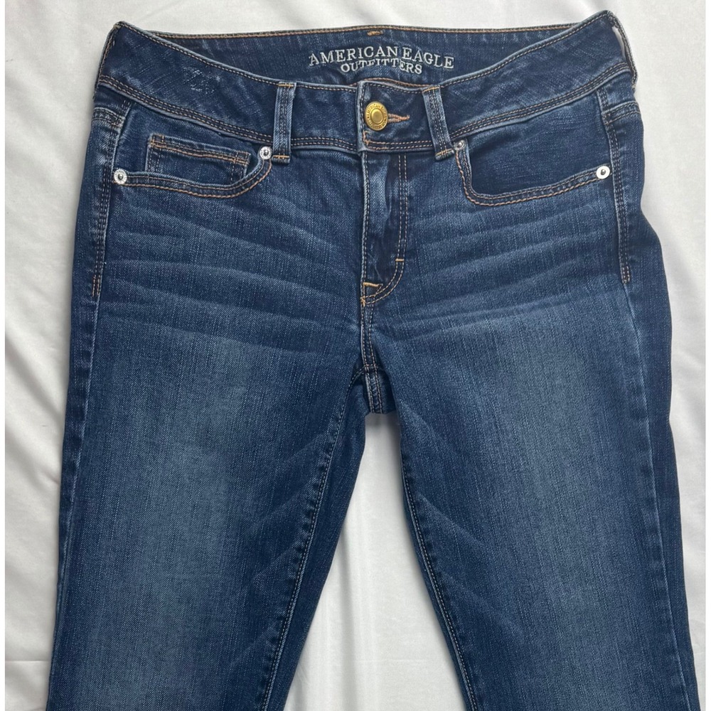 American Eagle Kick Boot Jeans Womens 6 Dark Wash Flap Pocket Bootcut Denim - Picture 7 of 16